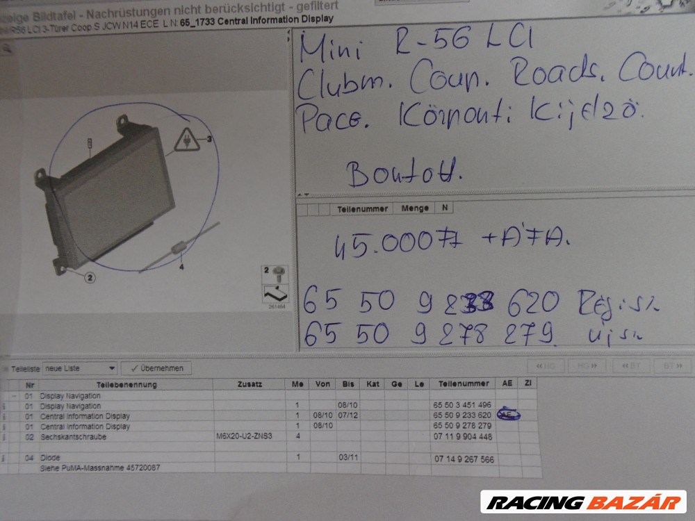 [Bontott] MINI - Központi kijelző R56 LCI Clubman Countryman, 4. kép